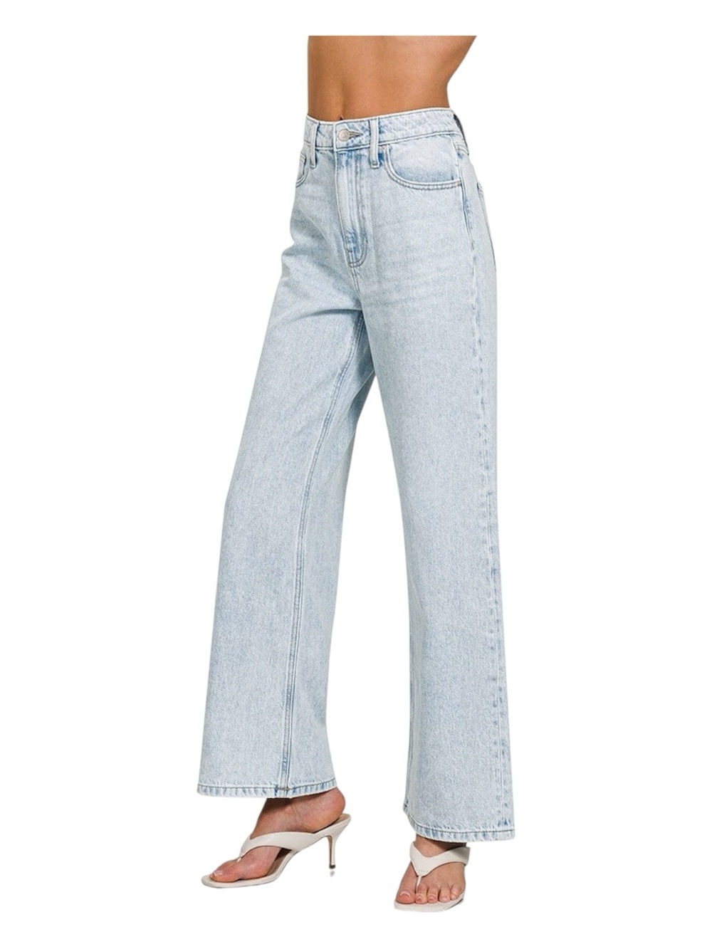Zenana Light Wash Wide Leg High-Rise Jeans - Picture 2 of 7
